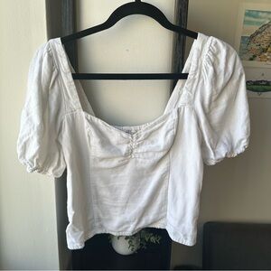 Abercrombie & Fitch White Puff Sleeve Blouse